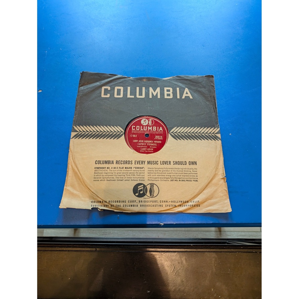 Larry Adler Harmonica Virtuoso Columbia 78 RPM Record 35514 Caprice Viennois